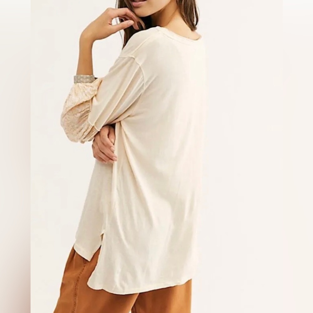 FREE PEOPLE Jade Long Sleeve Contrast Print Pattern Top. Size S. - Picture 3 of 15